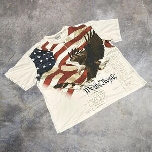 American Legacy Men's 2XL Henley Shirt Eagle American Flag We The People